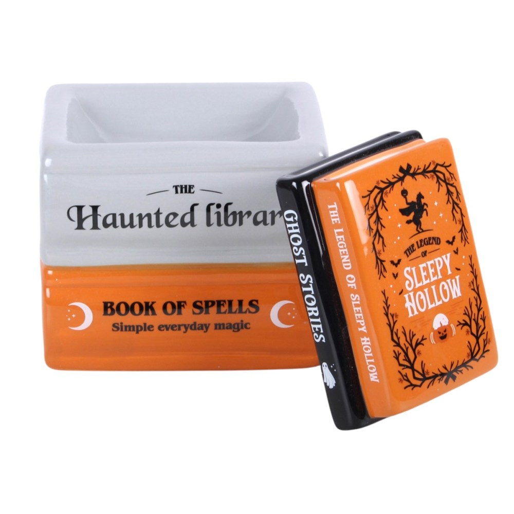 Something Different - Haunted Library Book Stack and Wax Warmer Oil burner - Multicolours